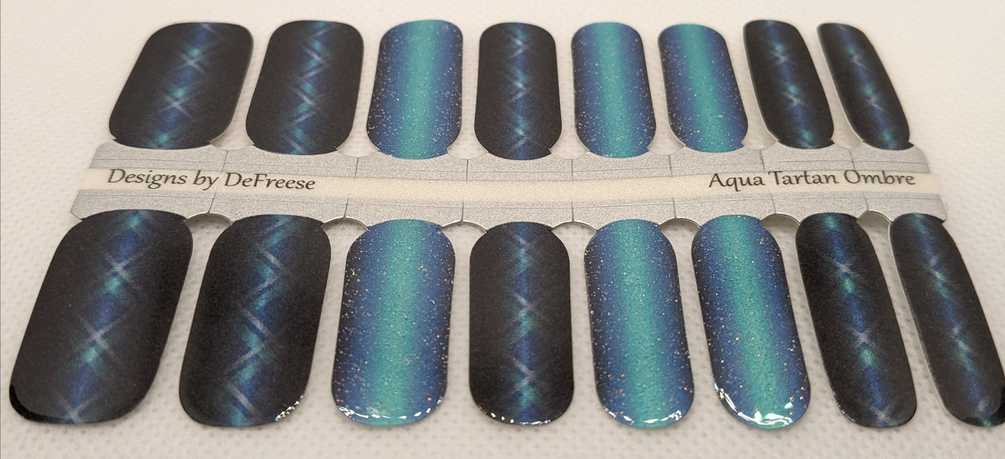 Aqua Tartan Ombre Pearl