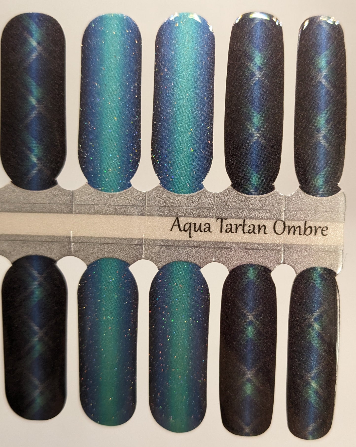 Aqua Tartan Ombre Pearl