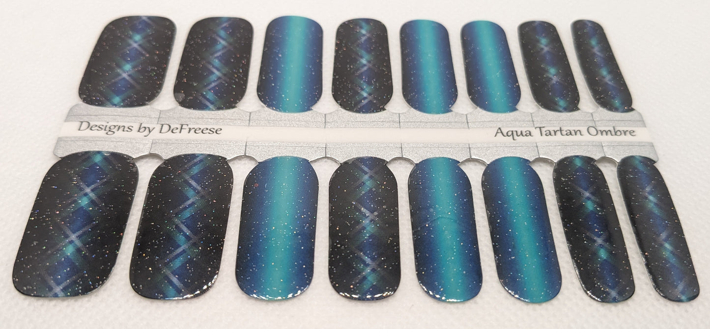 Aqua Tartan Ombre - Glossy