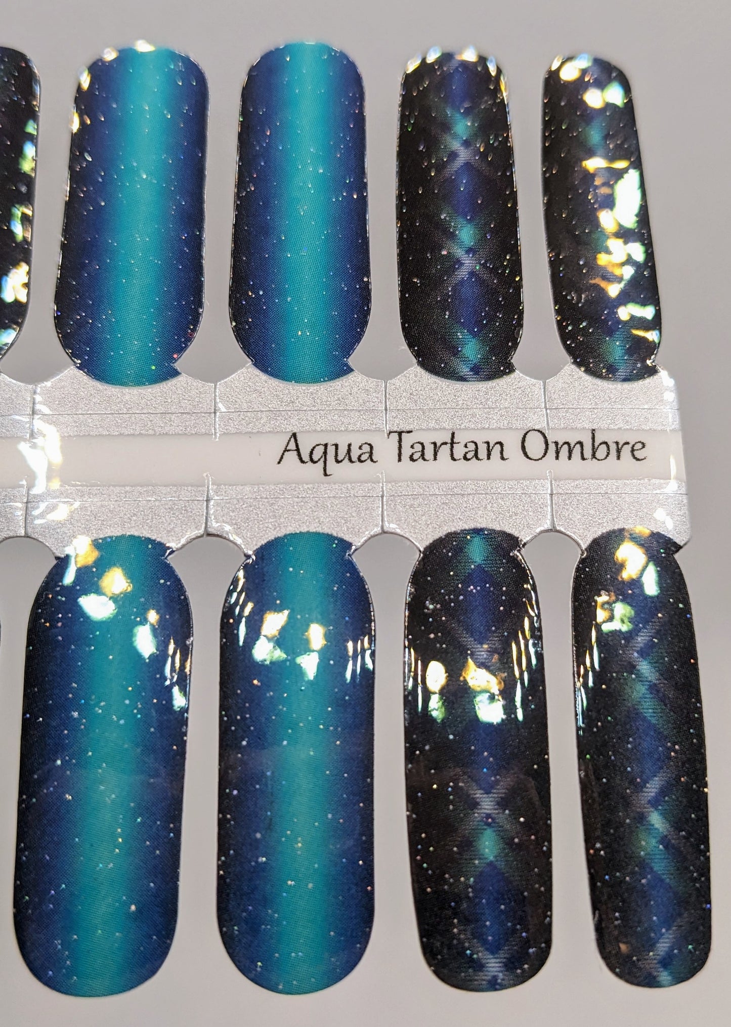 Aqua Tartan Ombre - Glossy