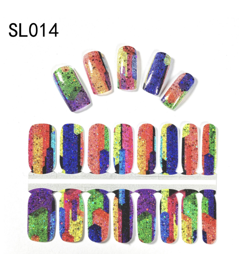 16 Count Kikilee Stock Wraps - Chunky Glitter (Not all top coats cooperate)