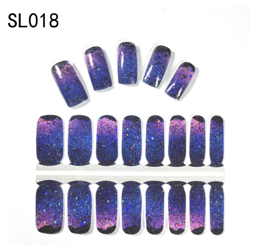 16 Count Kikilee Stock Wraps - Chunky Glitter (Not all top coats cooperate)