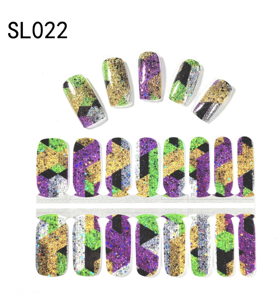 16 Count Kikilee Stock Wraps - Chunky Glitter (Not all top coats cooperate)