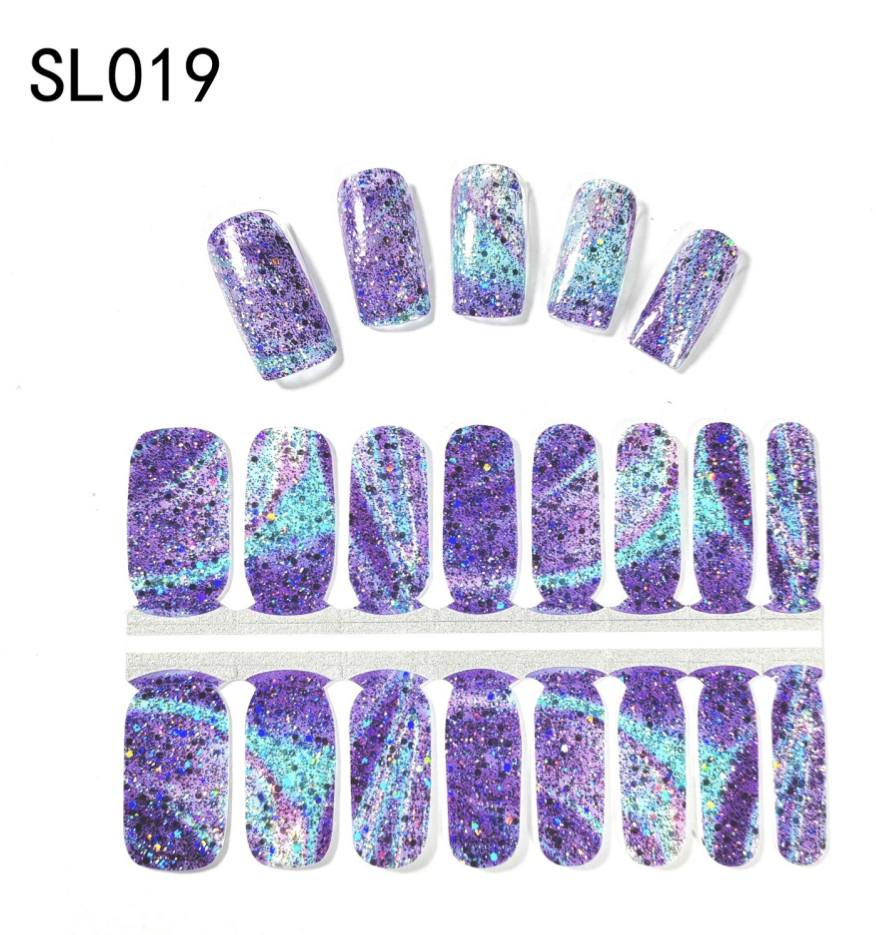 16 Count Kikilee Stock Wraps - Chunky Glitter (Not all top coats cooperate)