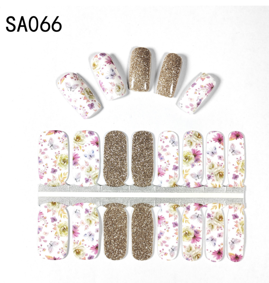 16 Count Kikilee Stock Wraps - Glossy with Glitter Accents (Not all top coats cooperate)
