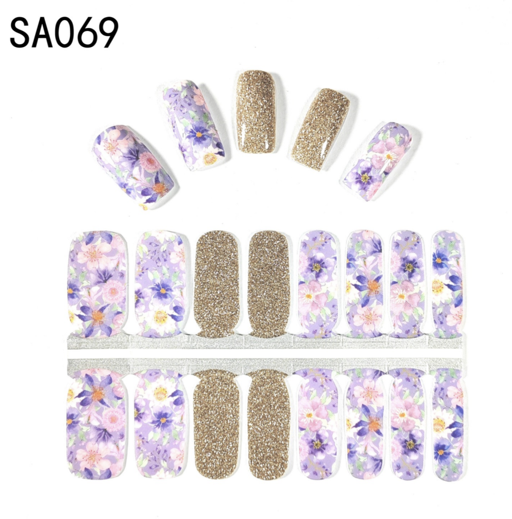 16 Count Kikilee Stock Wraps - Glossy with Glitter Accents (Not all top coats cooperate)