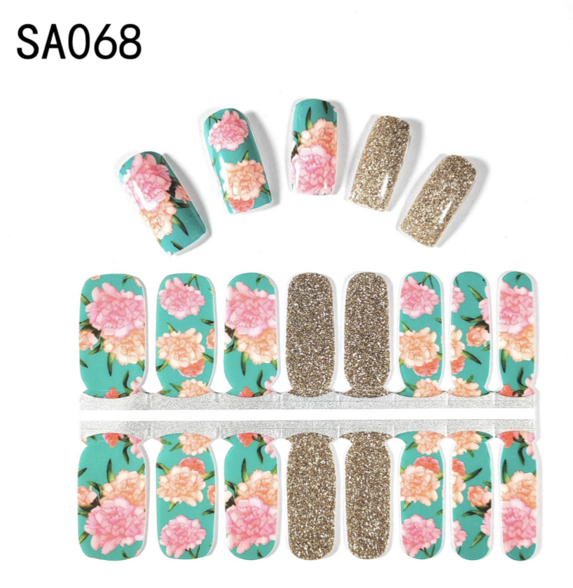 16 Count Kikilee Stock Wraps - Glossy with Glitter Accents (Not all top coats cooperate)