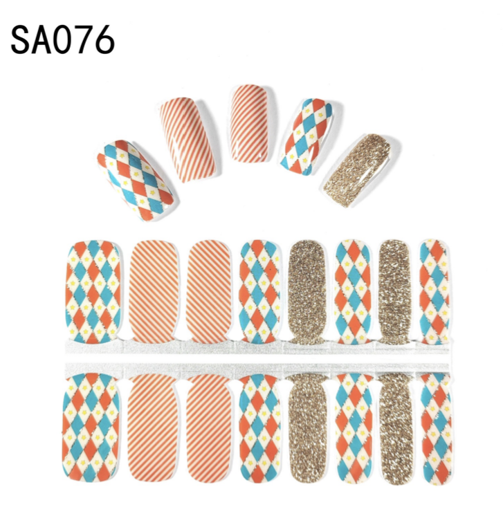 16 Count Kikilee Stock Wraps - Glossy with Glitter Accents (Not all top coats cooperate)