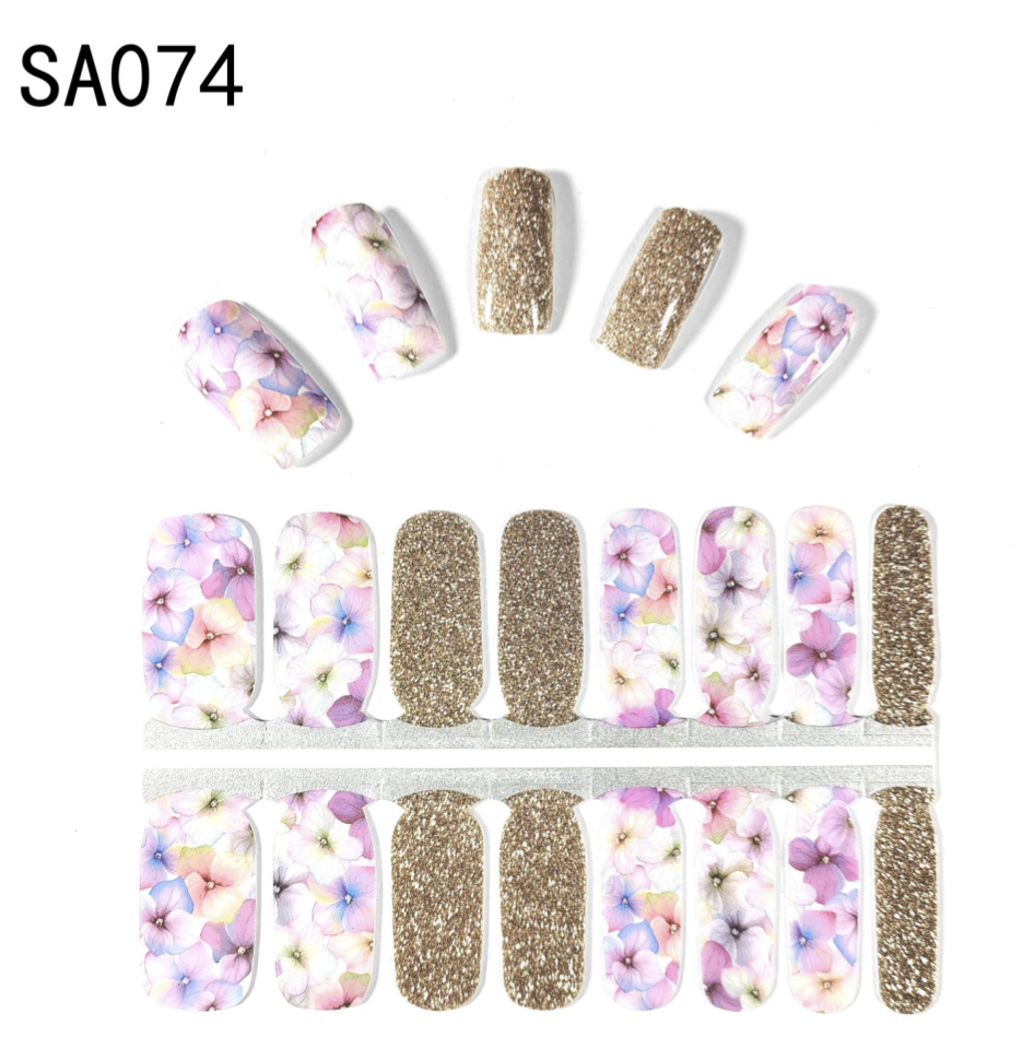 16 Count Kikilee Stock Wraps - Glossy with Glitter Accents (Not all top coats cooperate)