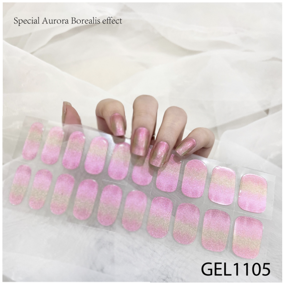 20 Ct Kikilee Gel-Like Wraps - NEW Aurora Borealis - No Lamp Required! (No top coat needed!)