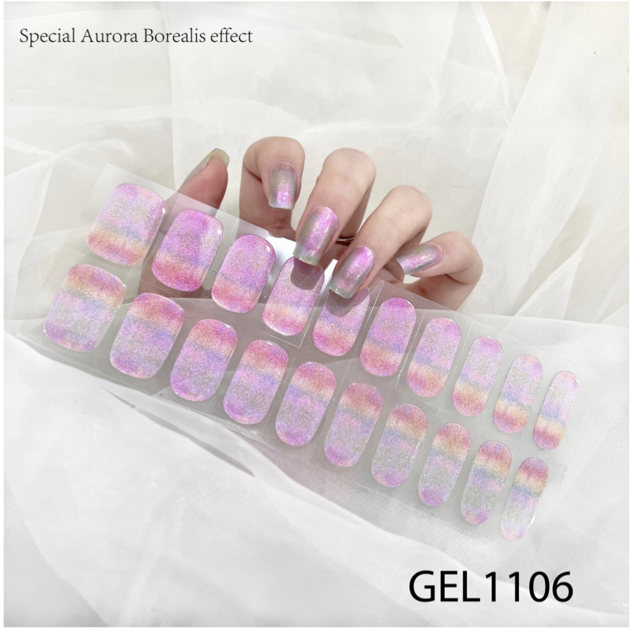20 Ct Kikilee Gel-Like Wraps - NEW Aurora Borealis - No Lamp Required! (No top coat needed!)