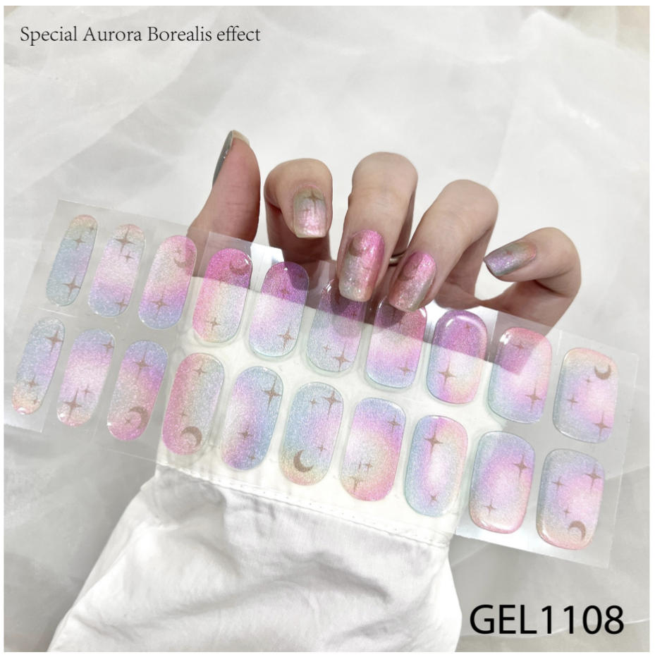 20 Ct Kikilee Gel-Like Wraps - NEW Aurora Borealis - No Lamp Required! (No top coat needed!)