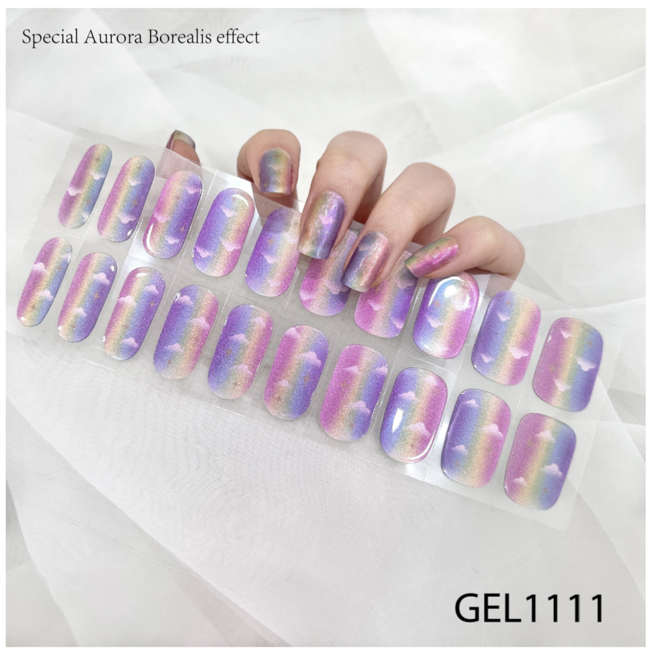 20 Ct Kikilee Gel-Like Wraps - NEW Aurora Borealis - No Lamp Required! (No top coat needed!)