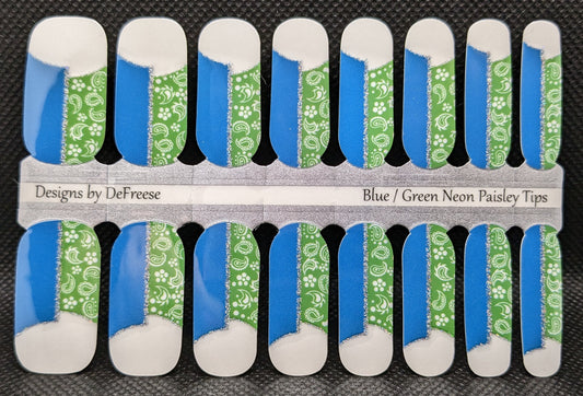 Blue/Green Neon Paisley Tips