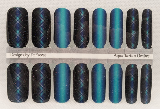 Aqua Tartan Ombre - Glossy