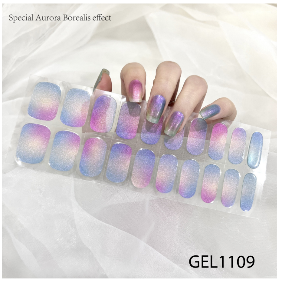 20 Ct Kikilee Gel-Like Wraps - NEW Aurora Borealis - No Lamp Required! (No top coat needed!)