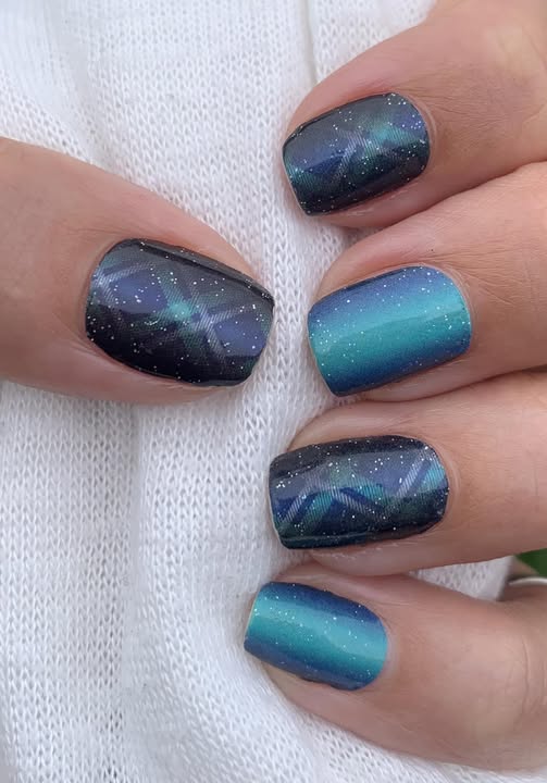 Aqua Tartan Ombre Pearl