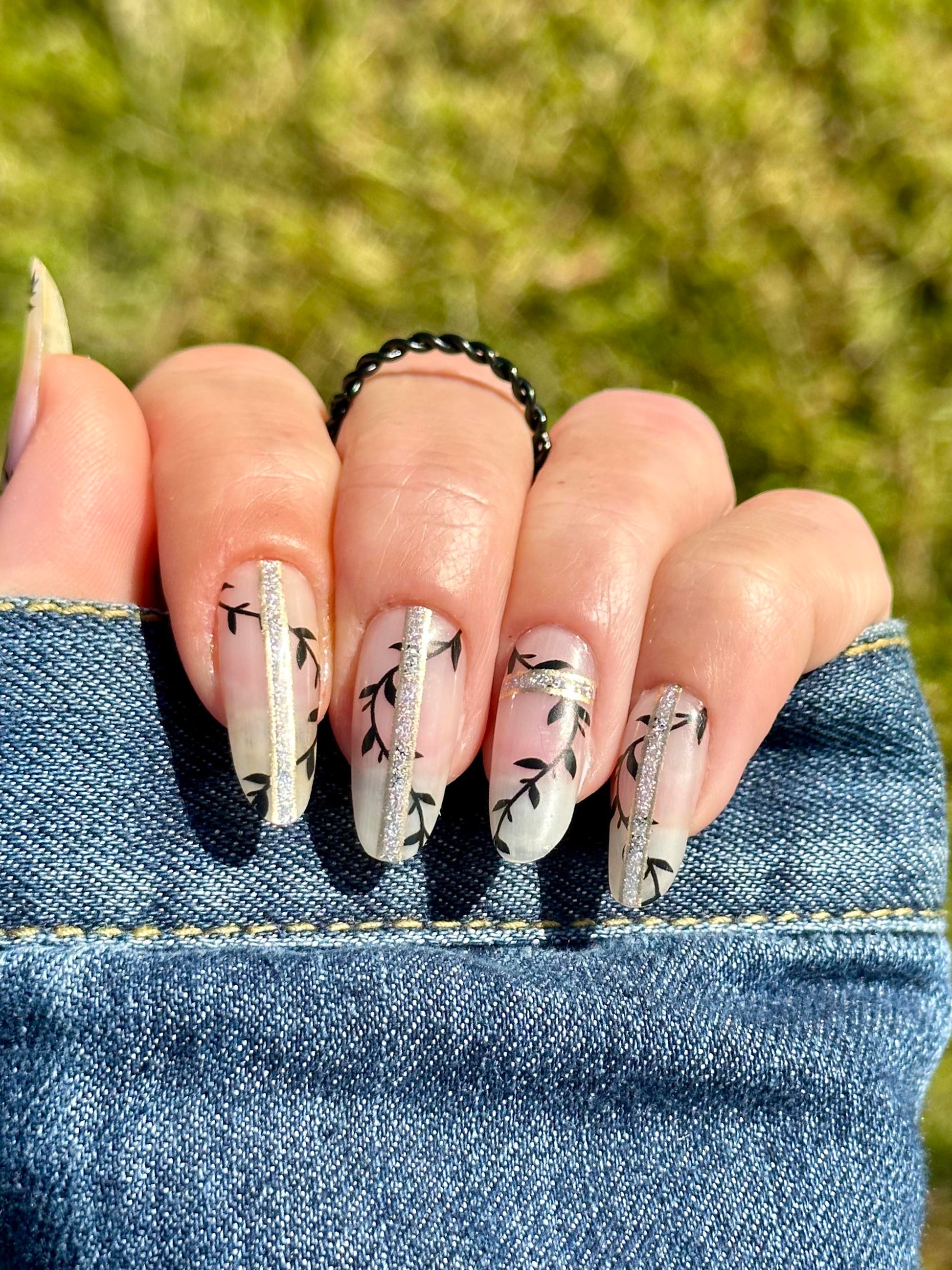 Glittering Vines on White Tips